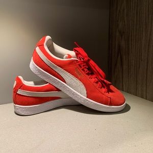 Red suede Puma shoes